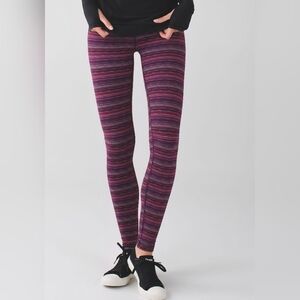 lululemon Sz 6 Wunder Under High Rise Leggings Space Dye Plum Yoga Gym
